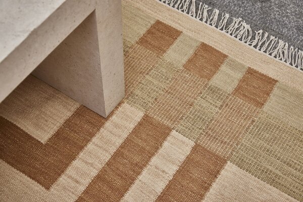 Diamond Carpets India, Ručně vázaný kusový koberec Leonidas DESP P124 Beige Mix, 80x150, béžová, hnědá, chodba / předsíň