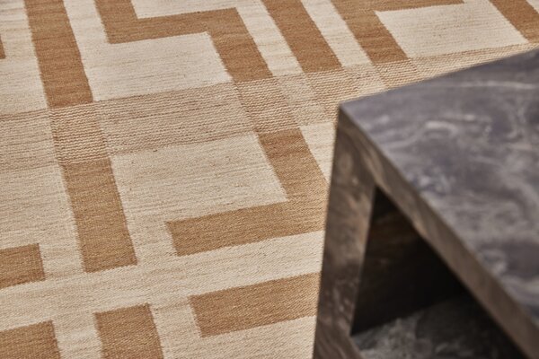 Diamond Carpets India, Ručně vázaný kusový koberec Leonidas DESP P124 Beige Mix, 80x150, béžová, hnědá, chodba / předsíň