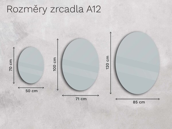 Oválné zrcadlo do koupelny s LED osvětlením A12