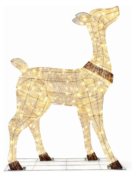 Vánoční sada pro hotely Hlavní vchod, 4× krápníky 3 m × 90 cm, 3× řetěz 20 m, 3D LED jelen a laň 150 cm, teplá bílá