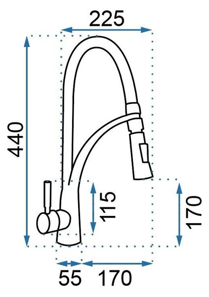 Rea Gaspar, vysoká dřezová baterie, černá-zlatá lesklá, REA-B1019