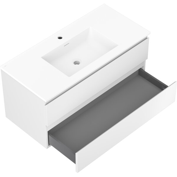 Mexen Orio, koupelnová skříňka 100 cm s umyvadlem Otis, 2 zásuvky, bílá matná, 91A10-10047-2-BFF01-W18M01