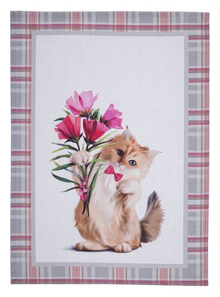 Kuchyňské utěrky KOŤÁTKA V KVĚTECH 50 x 70 cm 2 ks