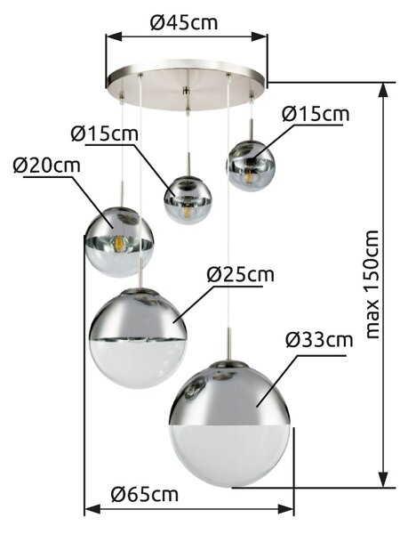 GLOBO 15851-5 VARUS závěsné svítidlo moderní / designové 3xE27 25W IP20 nikl