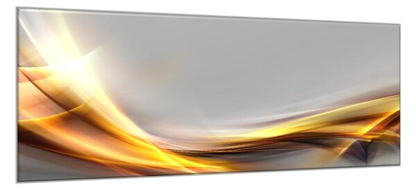 Obraz skleněný žlutá zářivá vlna šedý podklad - 40 x 60 cm