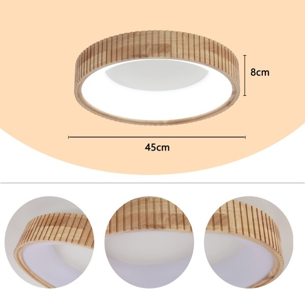 Brilagi - LED Stropní svítidlo FALCON WOOD MODERN LED/30W/230V pr. 45 cm dřevo