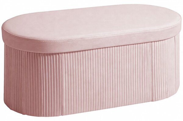 HOMCOM skládací sametový úložný taburet, 72 l, 76 × 38 × 35 cm, sametové čalounění, úložný box, nosnost 120 kg, růžový | Aosom