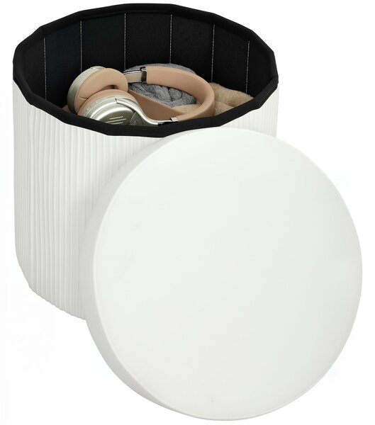 HOMCOM úložný taburet, skládací lavice s úložným prostorem, 35 l, Ø38 x 38 cm, sametové čalounění, kulatý úložný box, nosnost 120 kg, stolička do obýv