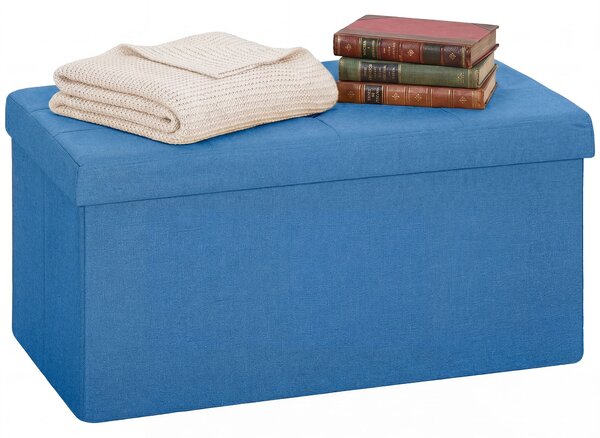 HOMCOM skládací úložný taburet 84 l, 76 x 38 x 38 cm, lenový vzhled, nosnost 120 kg | Aosom