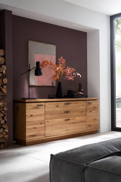 ŠIROKÁ KOMODA, trámový dub, barvy dubu, 210/84/44 cm Linea Natura
