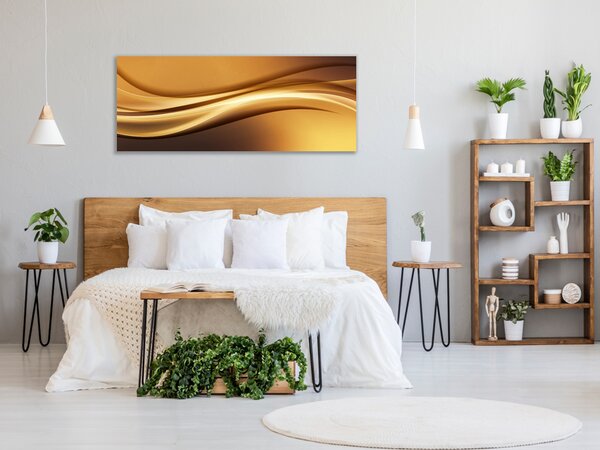Obraz skleněný hnědo zlatá vlna - 30 x 60 cm