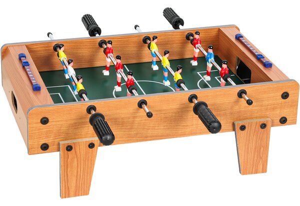 SPORTNOW mini stolní fotbálek – kompaktní stolní fotbal se skóre a 2 míčky, nerezové tyče, přírodní dřevěný vzhled – 50,6 × 50,5 × 18 cm | Aosom