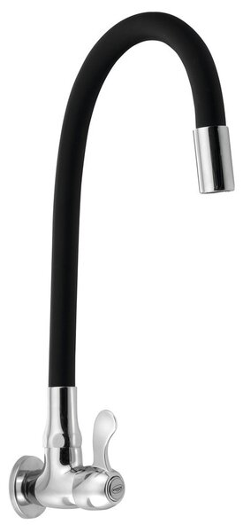 Aqualine Aqualine, Nástěnný kulový ventil 1/2", flexibilní ramínko, černá/chrom, ZY1813F