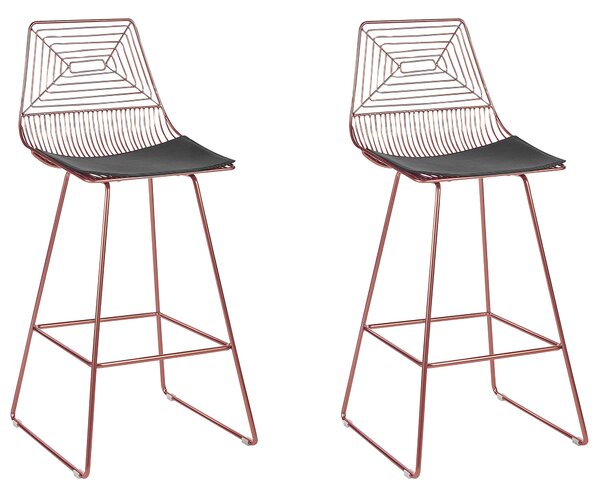 Sada 2 kovových barových židlí růžovozlaté BISBEE