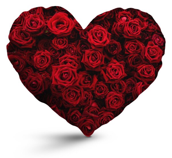 Sablio 3D polštář ve tvaru srdce: Červené růže