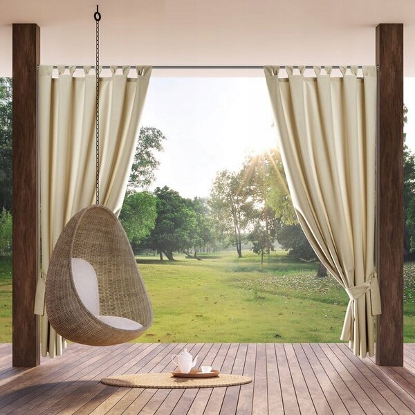 Hotový závěs Eurofirany béžový polyester poutka 155x220 cm