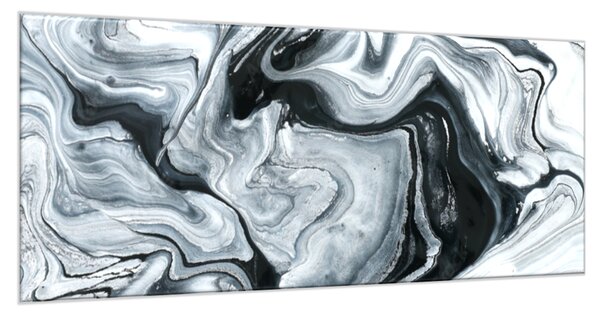 Obraz skleněný abstrakce černo bílý mramor - 30 x 60 cm