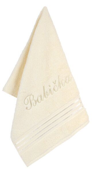 Bellatex Froté ručník s výšivkou Babička vanilková