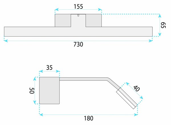 Toolight Koupelnové nástěnné LED osvětlení SWE006-1W 73cm zlatá