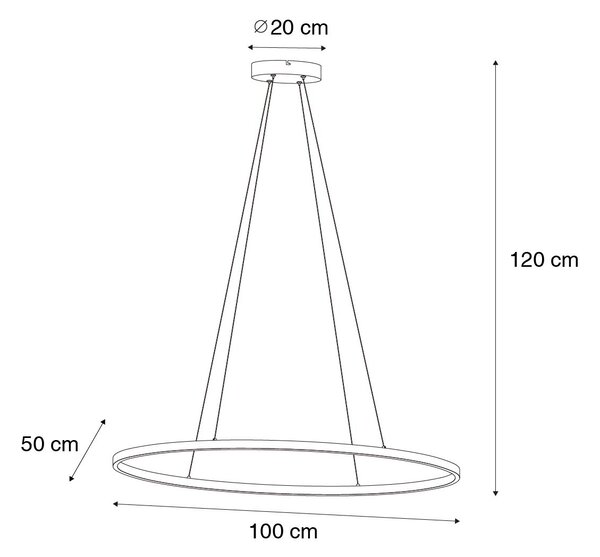Designové závěsné svítidlo černé oválné vč. LED 3-stupňové stmívatelné - Ovallo