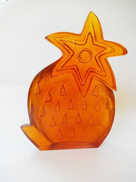 Plastika od Ivana Pelouchová - "Oranžový kaktus", rozměr: 22 x 29 cm