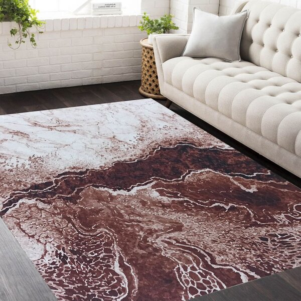 Makro Abra Moderní kusový koberec protiskluzový Horeca-New 111 Abstraktní hnědý Rozměr: 80x150 cm