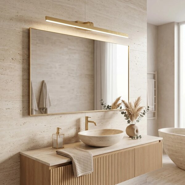 Toolight Koupelnové nástěnné LED osvětlení SWE009-1W 73cm kartáčovaná zlatá