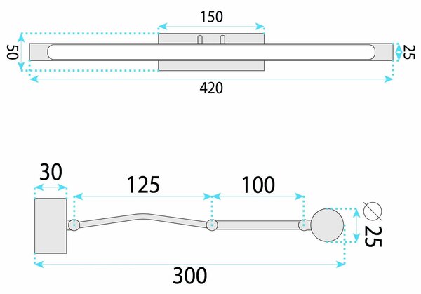Toolight Koupelnové nástěnné LED osvětlení SWE019-1W 42cm zlatá