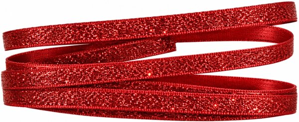 Stuha saténová STARDUST červená tenká 5mm x 2m (5,-Kč/m)