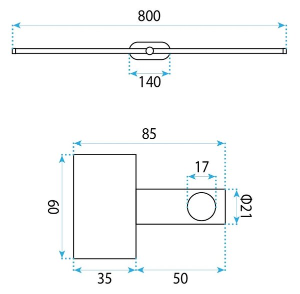 Toolight Koupelnové nástěnné LED osvětlení APP1891-1W 80 cm zlatá