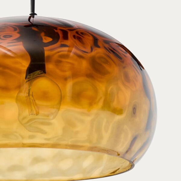 Hnědé skleněné závěsné světlo Kave Home Balma 40 cm
