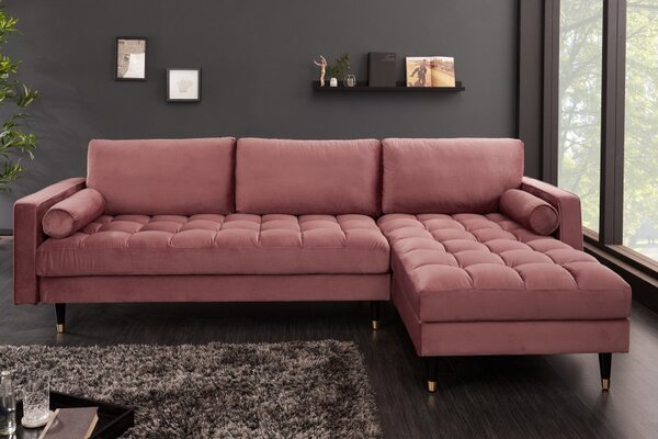 Sedací souprava COZY VELVET II 260 CM tmavě růžová samet Nábytek | Obývací pokoj | Sedací soupravy a pohovky | Sedací soupravy | Rohové