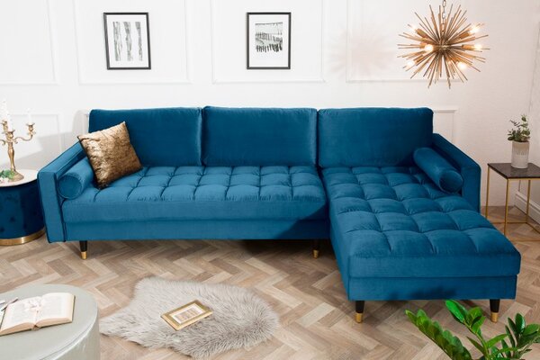 Sedací souprava COZY VELVET II 260 CM modrá samet Nábytek | Obývací pokoj | Sedací soupravy a pohovky | Sedací soupravy | Rohové