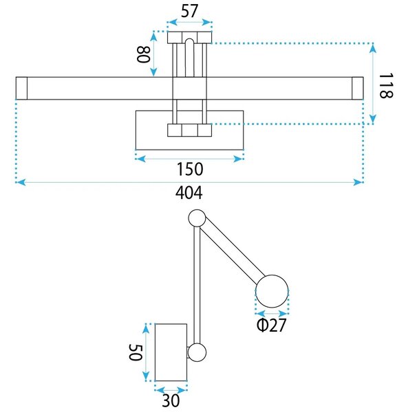 Toolight Koupelnové nástěnné LED osvětlení APP1899-1W 40cm kartáčovaná zlatá
