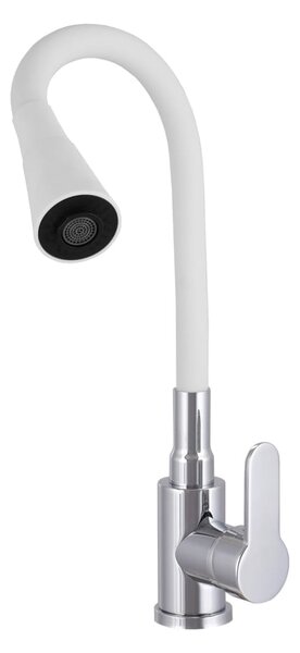 Gamma Flex 3000, stojánková dřezová baterie s flexibilním ramenem, bílá matná-chromová, GMA-BFX-3000WH