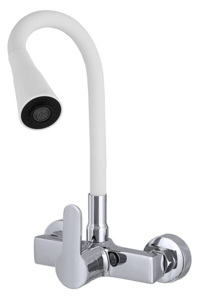 Gamma Flex 3000, nástěnná dřezová baterie s flexibilním ramenem, bílá-chromová, GMA-BFXS-3000WH