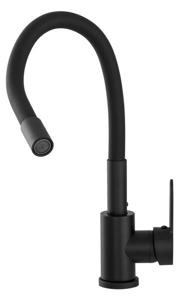 Gamma Flex 2000, stojánková dřezová baterie s flexibilním ramenem, černá matná, GMA-BFX-2000BK