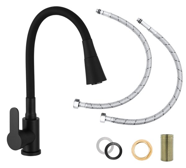 Gamma Flex 3000, stojánková dřezová baterie s flexibilním ramenem, černá, GMA-BFX-3000BK