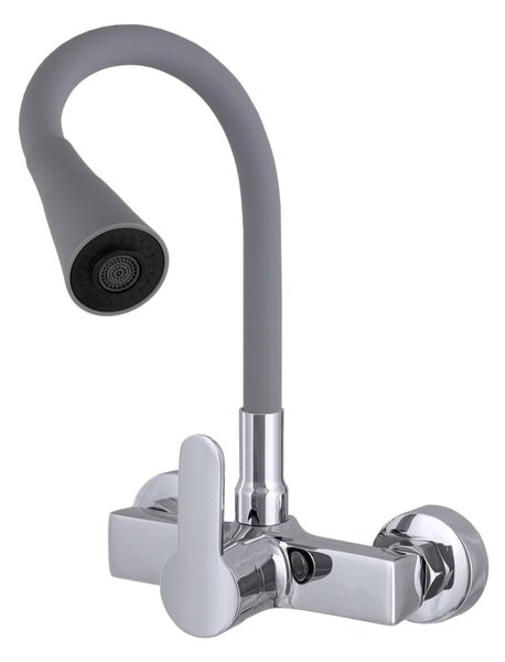 Gamma Flex 3000, nástěnná dřezová baterie s flexibilním ramenem, šedá-chromová, GMA-BFXS-3000G