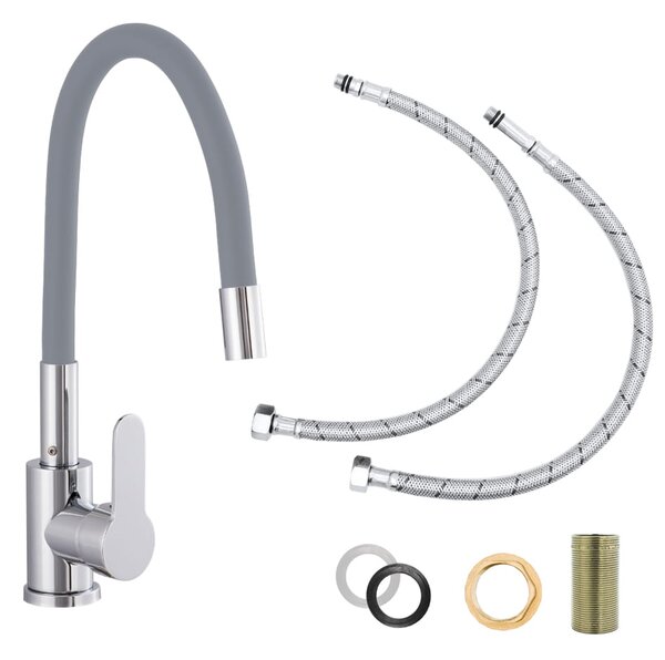 Gamma Flex 2000, stojánková dřezová baterie s flexibilním ramenem, šedá-chromová, GMA-BFX-2000G