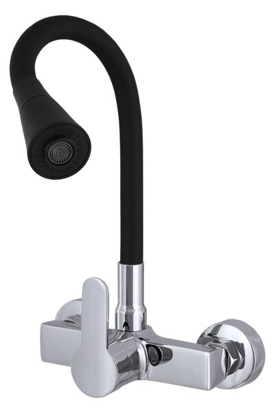 Gamma Flex 3000, nástěnná dřezová baterie s flexibilním ramenem, černá-chromová, GMA-BFXS-3000BK