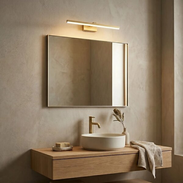 Toolight Koupelnové nástěnné LED osvětlení SWE008-1W 58cm kartáčovaná zlatá