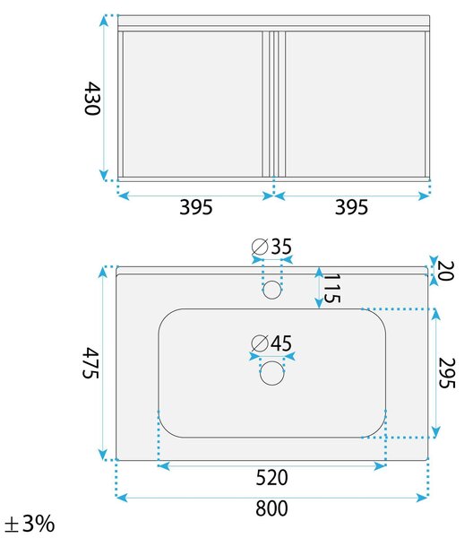 Sada koupelnového nábytku s umyvadlem Gama T25023 KJM 80CM