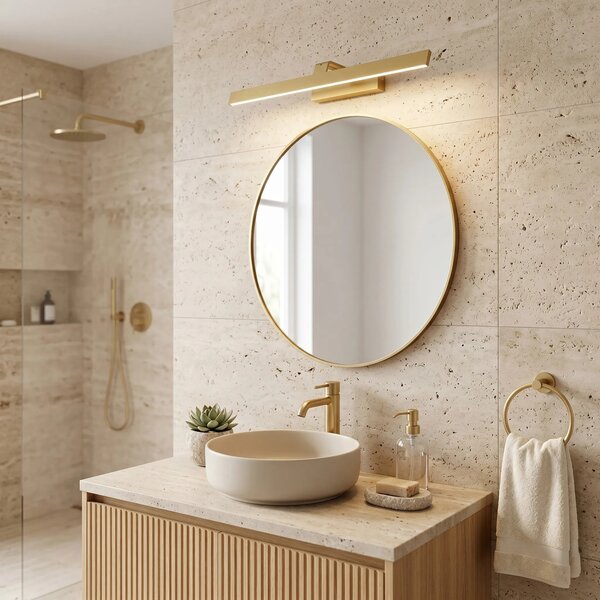 Toolight Koupelnové nástěnné LED osvětlení SWE008-1W 58cm kartáčovaná zlatá