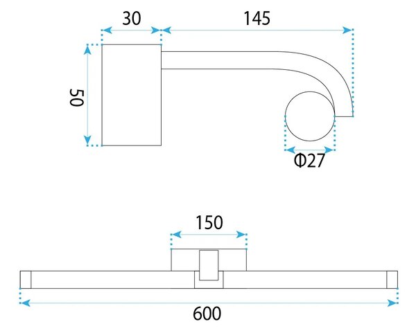 Toolight Koupelnové nástěnné LED osvětlení APP1882-1W 60cm chrom