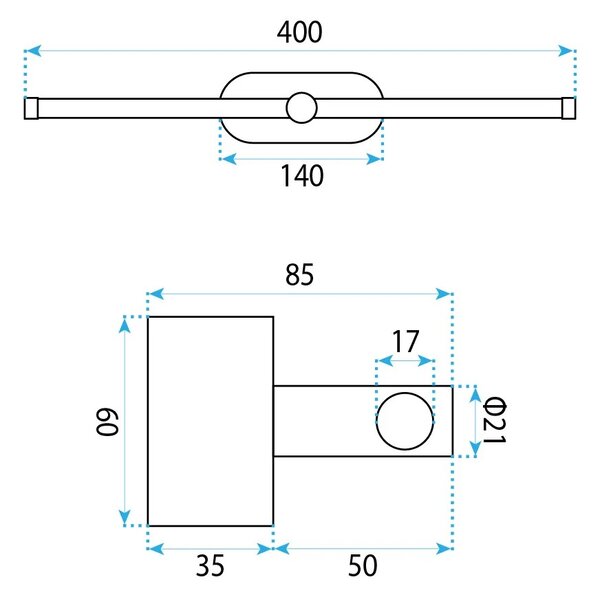 Toolight Koupelnové nástěnné LED osvětlení APP1892-1W 40 cm kartáčovaná zlatá
