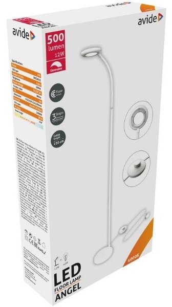 Stmívatelná LED stojací lampa Angel 12W 500lm denní světlo, bílá