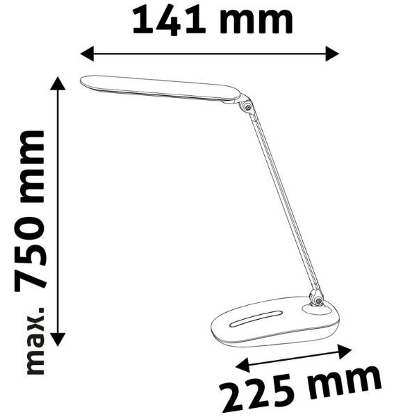 Výkonná, plynule stmívatelná LED stolní lampa 10W 600lm denní světlo, černá