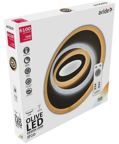 Designové led stropní svítidlo Avide Olive XL 50cm 70W 5470lm CCT dálkové ovládání 3 roky