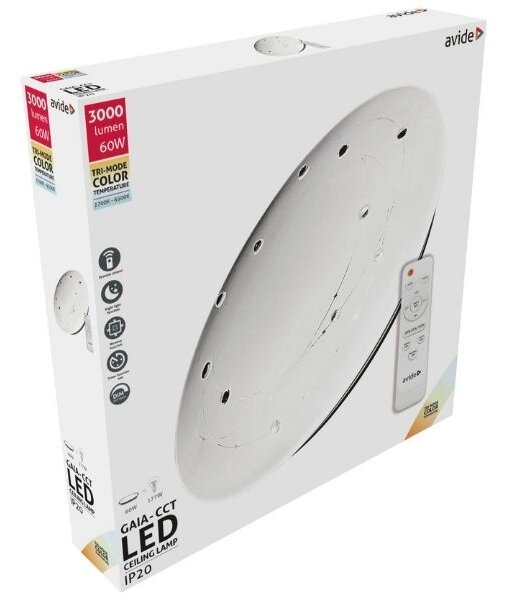 Prémiové led stropní svítidlo Avide Gaia XXL 60cm 60W 3000lm CCT dálkové ovládání, 3 roky